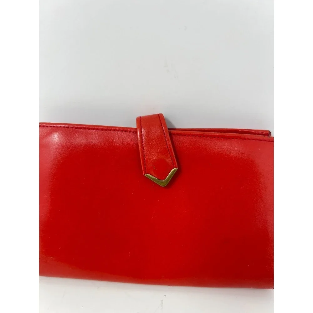 Vintage Rolfs Red Leather Wallet Coin Purse With Kiss Lock